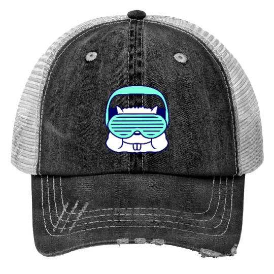 Cute DJ Hamster Party Animal Guinea Pig Pet Face Trucker Hats