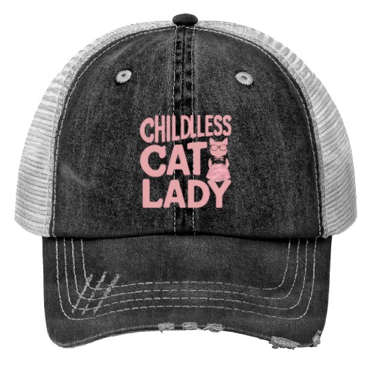 Childless Cat lady Kamala Harris Trucker Hats