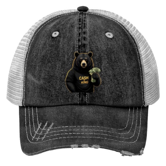 Cash Is King - Bear Stacking Money Trucker Hats