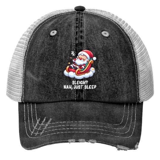 Santa Claus - Funny Santa Claus - Lazy Santa Claus Trucker Hats