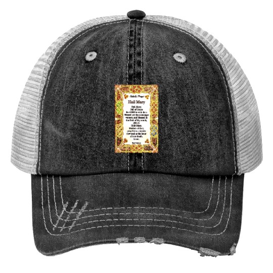 Hail Mary Catholic Prayer Trucker Hats
