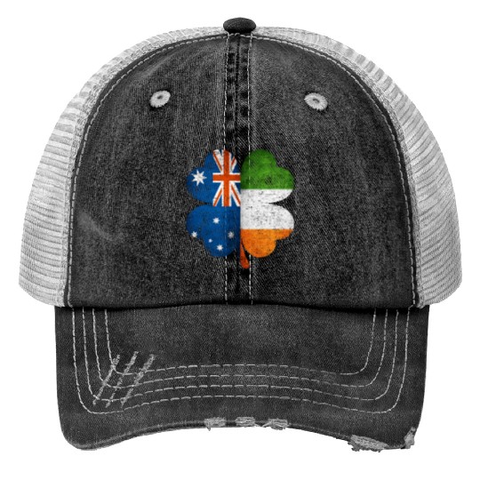 Australian Irish Shamrock Australia Ireland Flag Trucker Hats