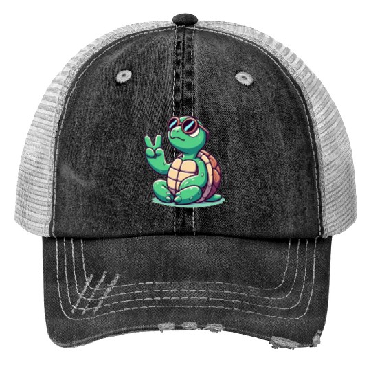 chill turtle Trucker Hats