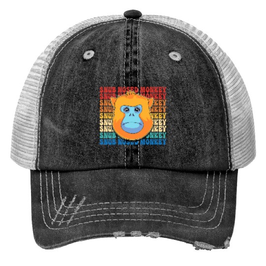 Retro Golden Snub Nosed Monkey Cute Monkey Face Trucker Hats