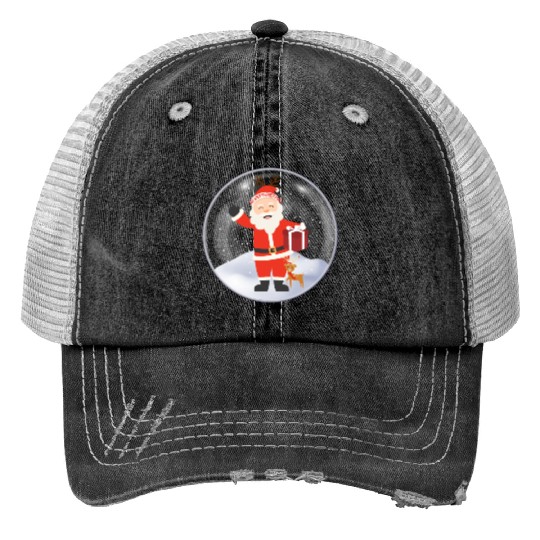 Santa’s Joy: Christmas Snow Globe Trucker Hats