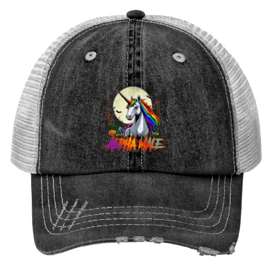 Alpha male LGBT unicorn Halloween 2024 Trucker Hats