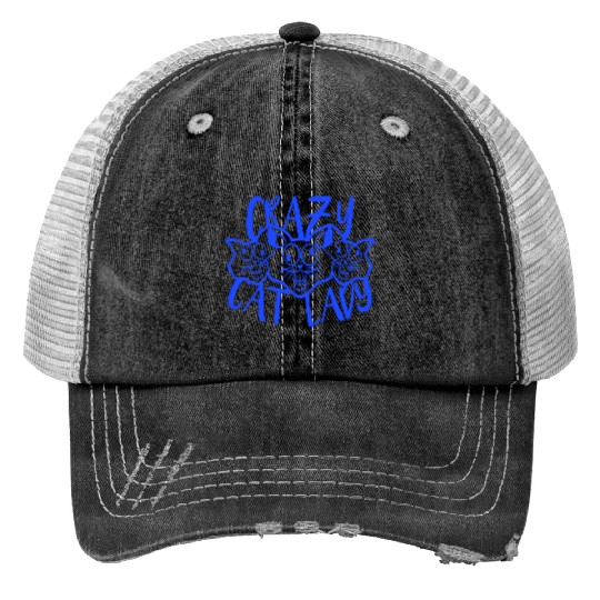 Crazy Cat Lady Text Love Saying Quote Weird Woman Trucker Hats