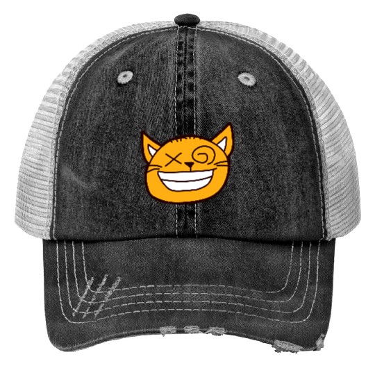 Crazy Cat Weird Funny Eyes Cool Grimace Cartoon Trucker Hats