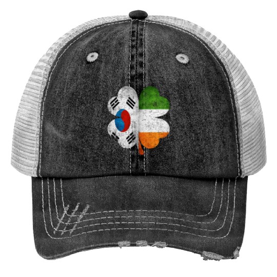 Korean Irish Shamrock South Korea Ireland Flag Trucker Hats
