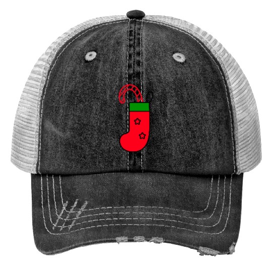 christmas sock with candy cane Trucker Hats