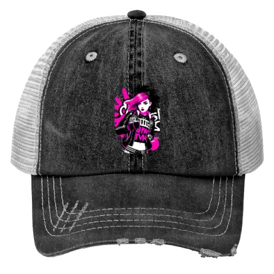 Urban Punk Street Art with Neon Pink Accents Trucker Hats