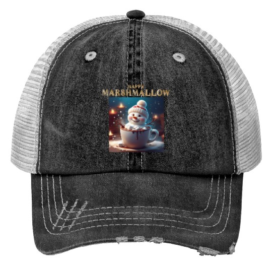 Marshmallow's Snowy Surprise Trucker Hats