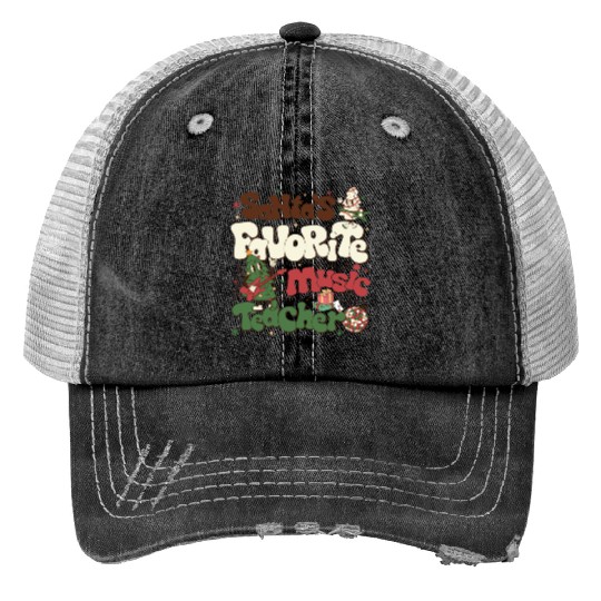 Music Teacher Christmas Trucker Hats Santas Favorite