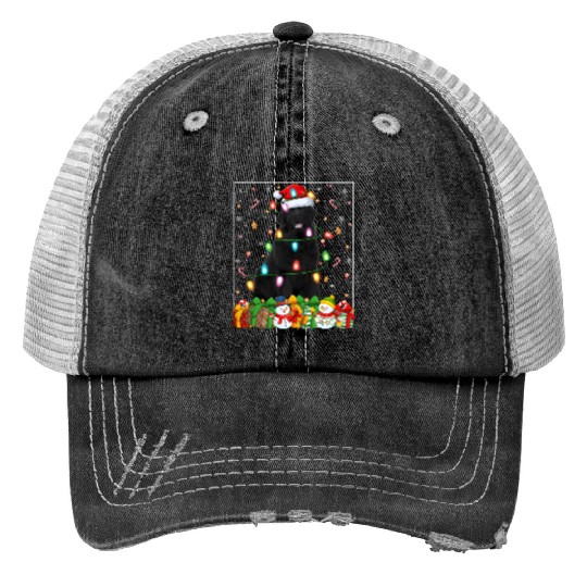 Newfoundland Dog Christmas Lights Trucker Hats