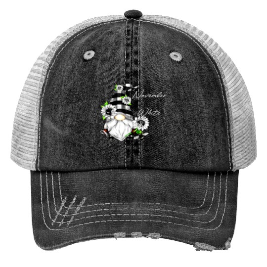 In November We Wear White for Lung Cancer Gnome Trucker Hats