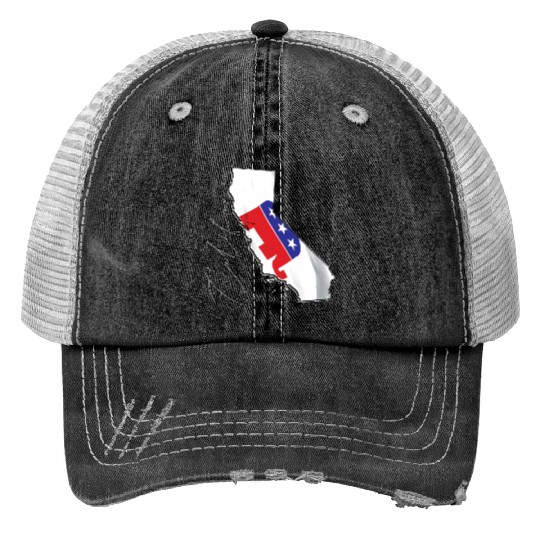 Republican Flag in California State Map CA Trucker Hats