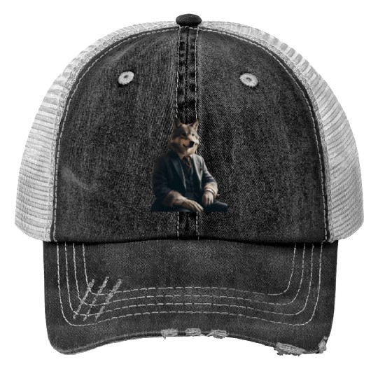 Business Wolf Ready for Success Trucker Hats