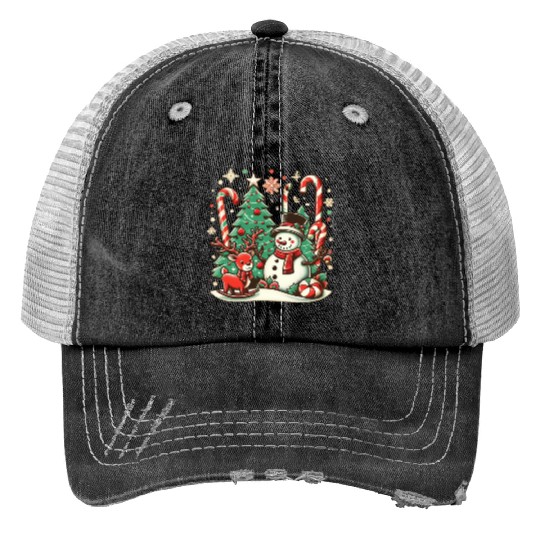 Vintage Christmas Cheer Trucker Hats