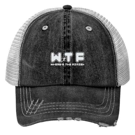 Wtf Wheres The Finish Funny Running Trucker Hats