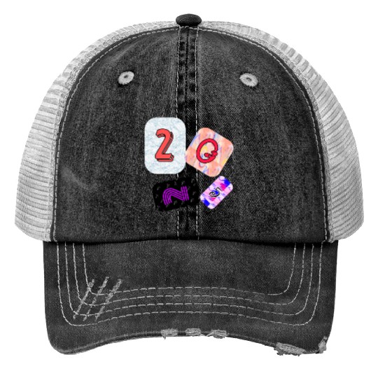 Creative Typography Art with Abstract Backgrounds Trucker Hats