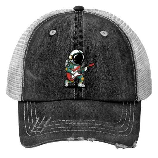 Astronaut playing guitar Trucker Hats