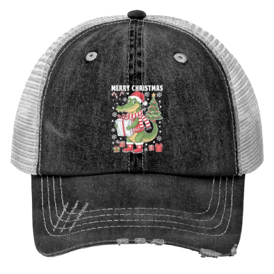 Christmas Alligator Cheer Trucker Hats