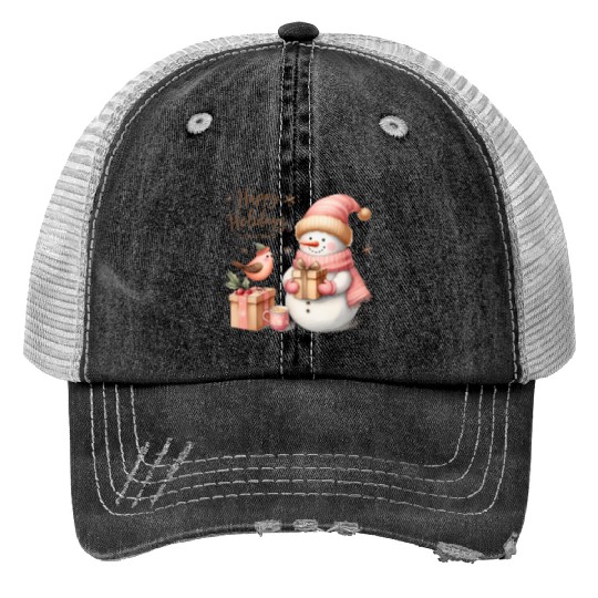 Happy Holidays, Merry Christmas Trucker Hats