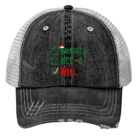 Naughty or Nice Funny Christmas Trucker Hats