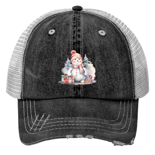 Snowman Christmas, Merry Christmas Trucker Hats