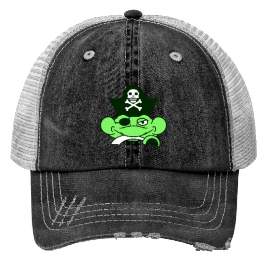 Frog Captain Hat Toad Funny Cool Comic Cartoon Fun Trucker Hats
