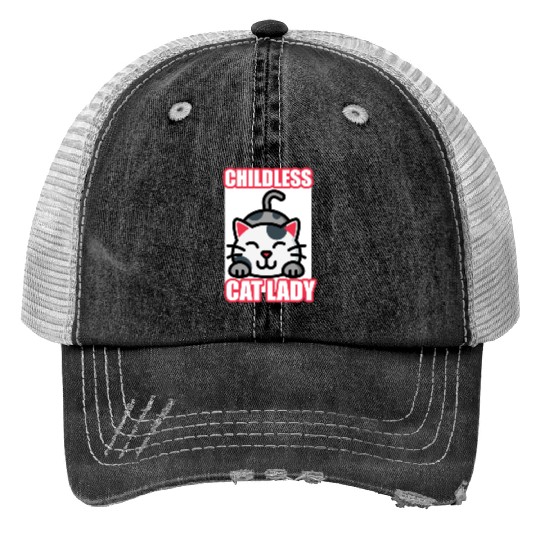 childless cat lady Trucker Hats