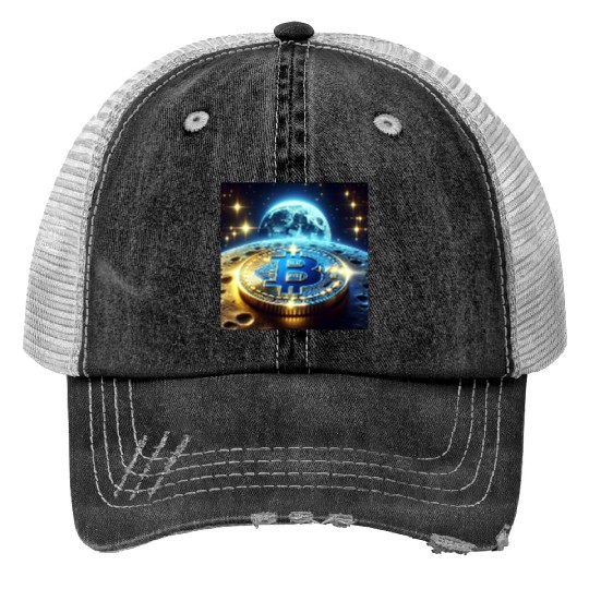Blue Gold Crypto Coin Trucker Hats