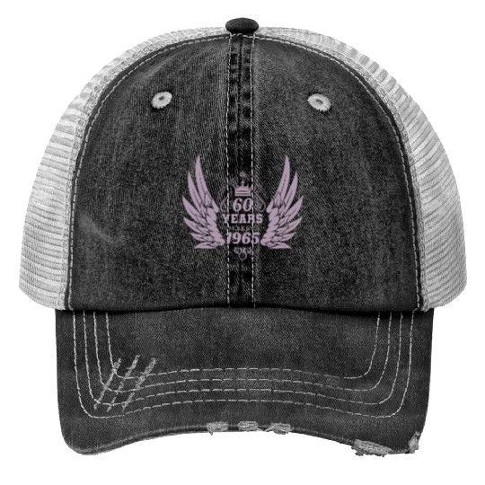 60 Years Unique Angel Wings Crown Trucker Hats