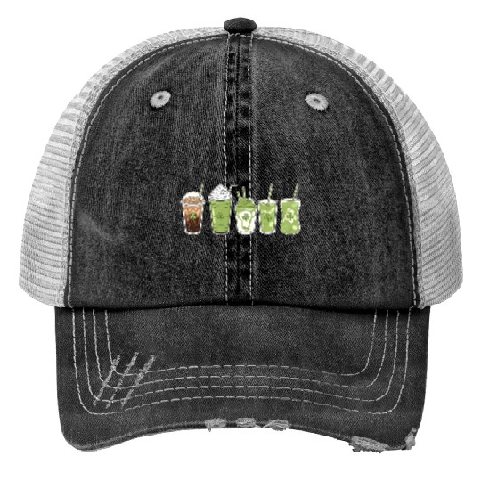 Coffee Latte Green Cute Irish St Patrick's Day Trucker Hats