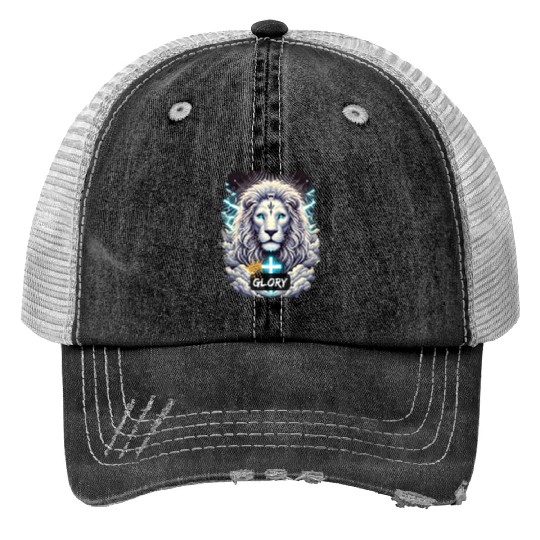 White Lion Of Judah Glory Trucker Hats