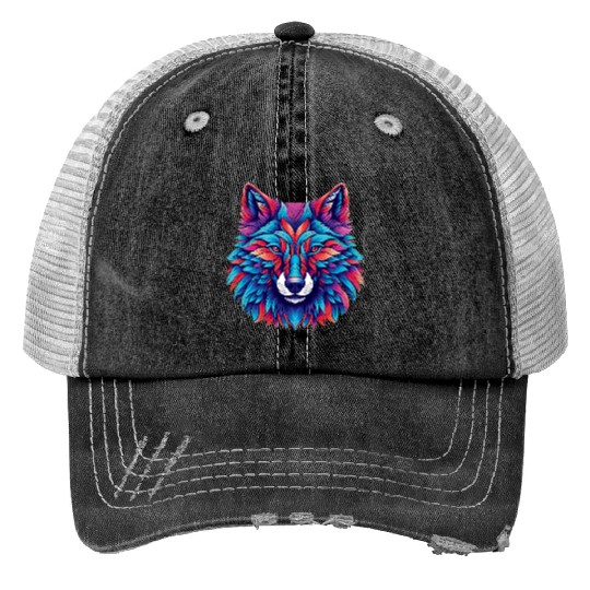 Wolf head 25 Trucker Hats