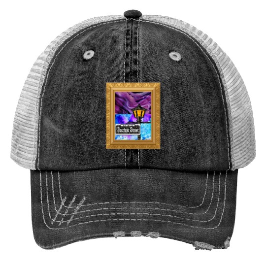 Purple Framed Bourbon Street Lamp Post Trucker Hats