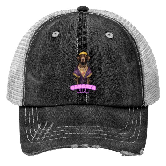 Gangsta Life Chocolate Labrador Trucker Hats