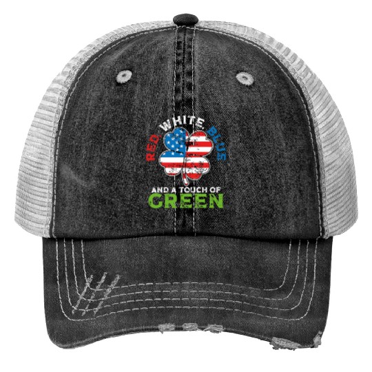 Red White Blue and a Touch of Green Irish USA Trucker Hats