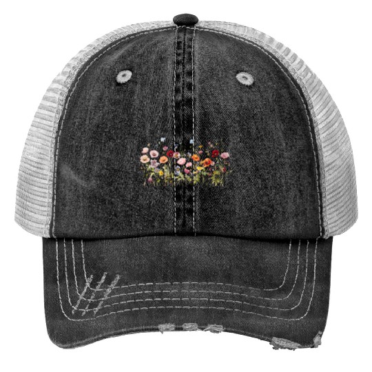 Wildflower Meadow – Natural Watercolor Blooms Trucker Hats