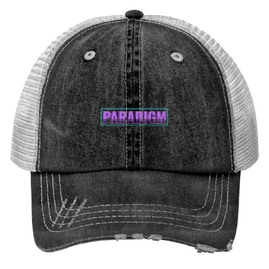 Neon Retro Paradigm Text Design Trucker Hats
