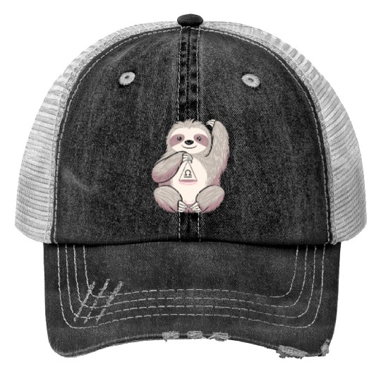 Libra Zodiac Sloth Balancing Symbol Charm Trucker Hats