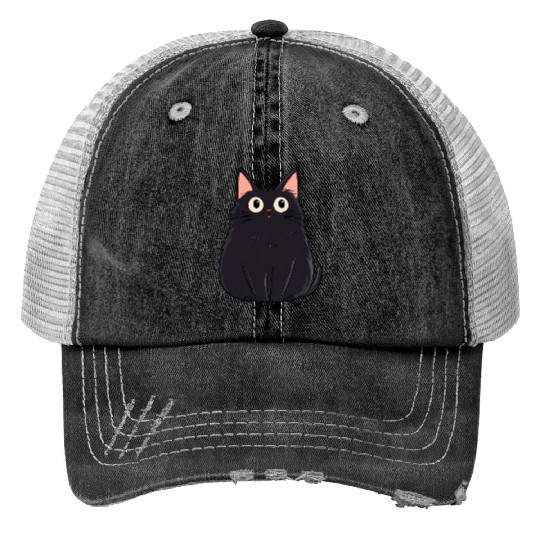 Startled black cat Trucker Hats