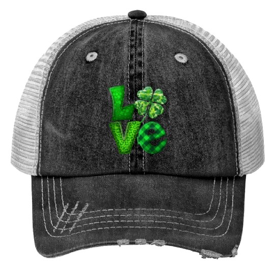Love Shamrock St Patricks Day Trucker Hats