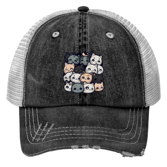 Cute Cat Pile: Adorable Kittens Stack Trucker Hats