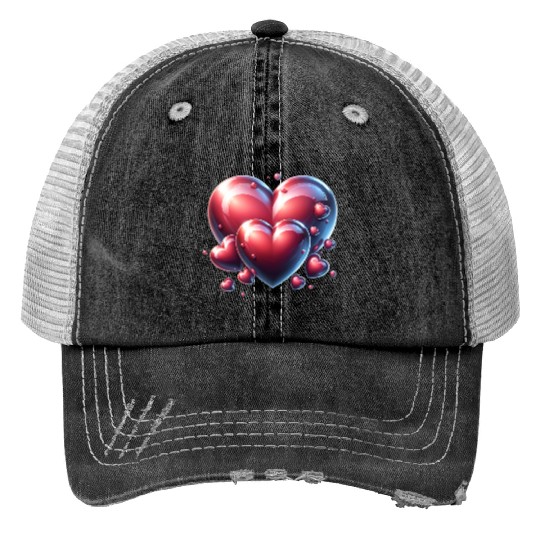 Wedding red love hearts clothing range Trucker Hats
