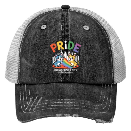 Pride Month Philadelphia City Pennsylvania USA Rai Trucker Hats