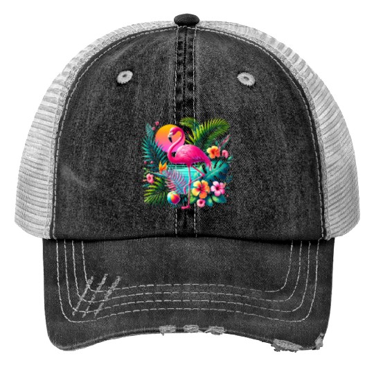 Flamingo Design Trucker Hats