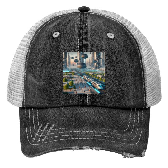 Futuristic Cities & Vehicles Trucker Hats