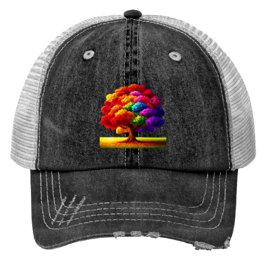 Rainbow colours Spectrum Tree Trucker Hats
